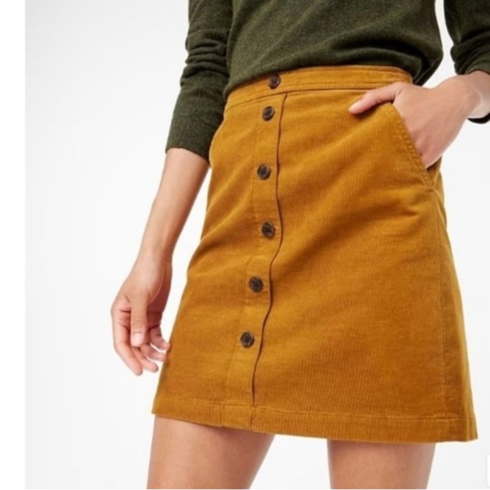 J. Crew Mustard Button-Front Mini Skirt